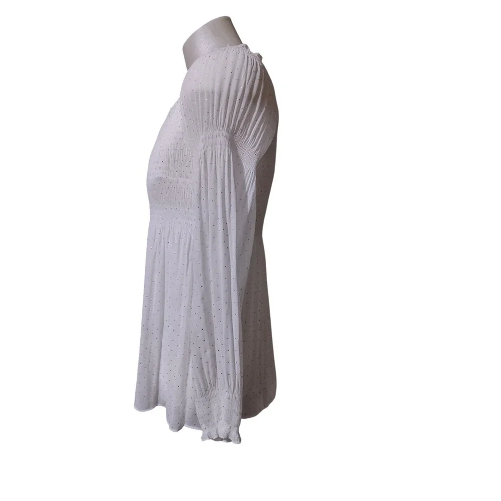 Valerie Stevens Shirt Women's Size Medium Long Sleeve Lined Holiday Glitz  White